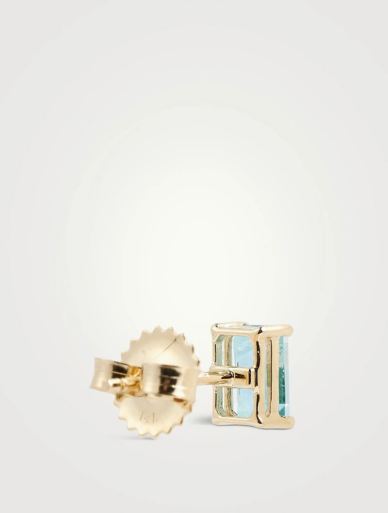 Amalfi 14K Gold Blue Topaz Emerald-Cut Stud Earrings
