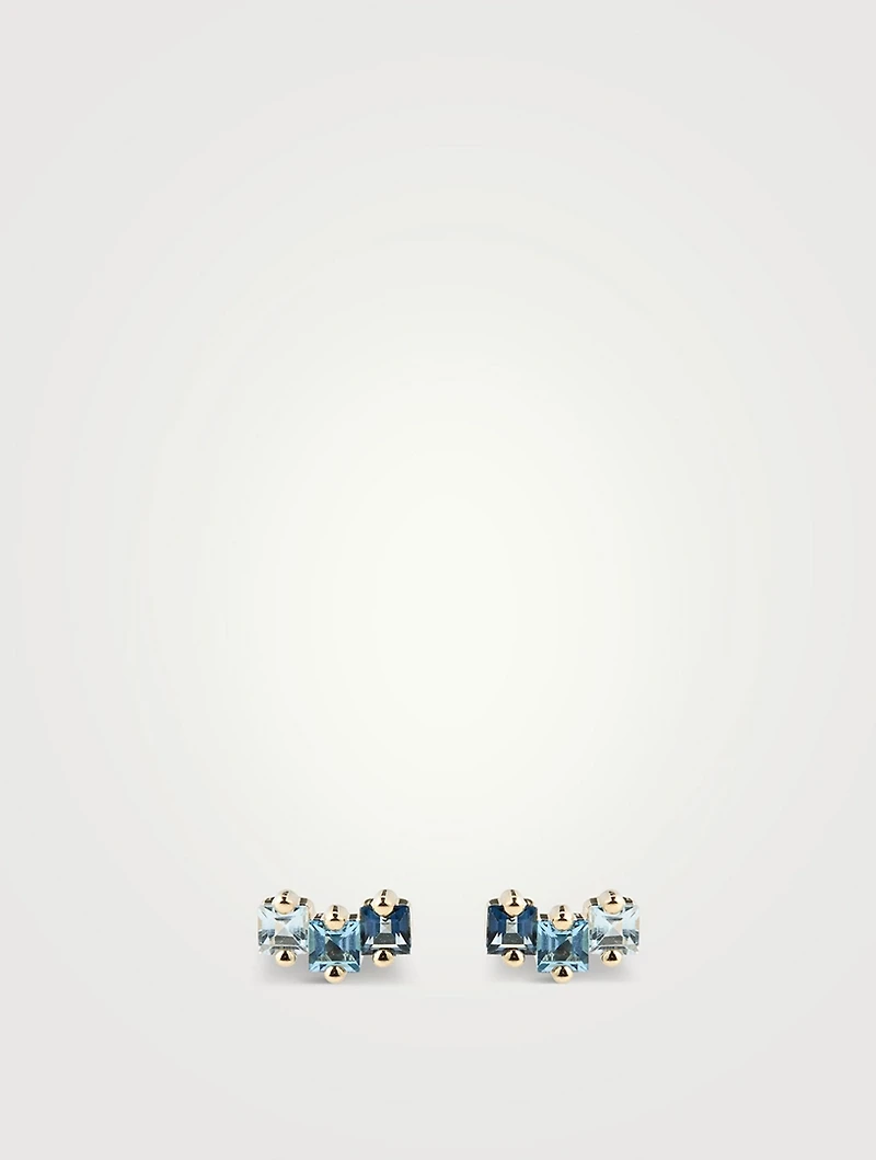 Gold Princess-Cut Stud Earrings