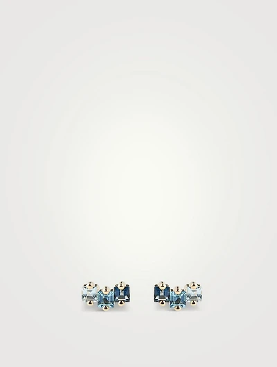 Gold Princess-Cut Stud Earrings