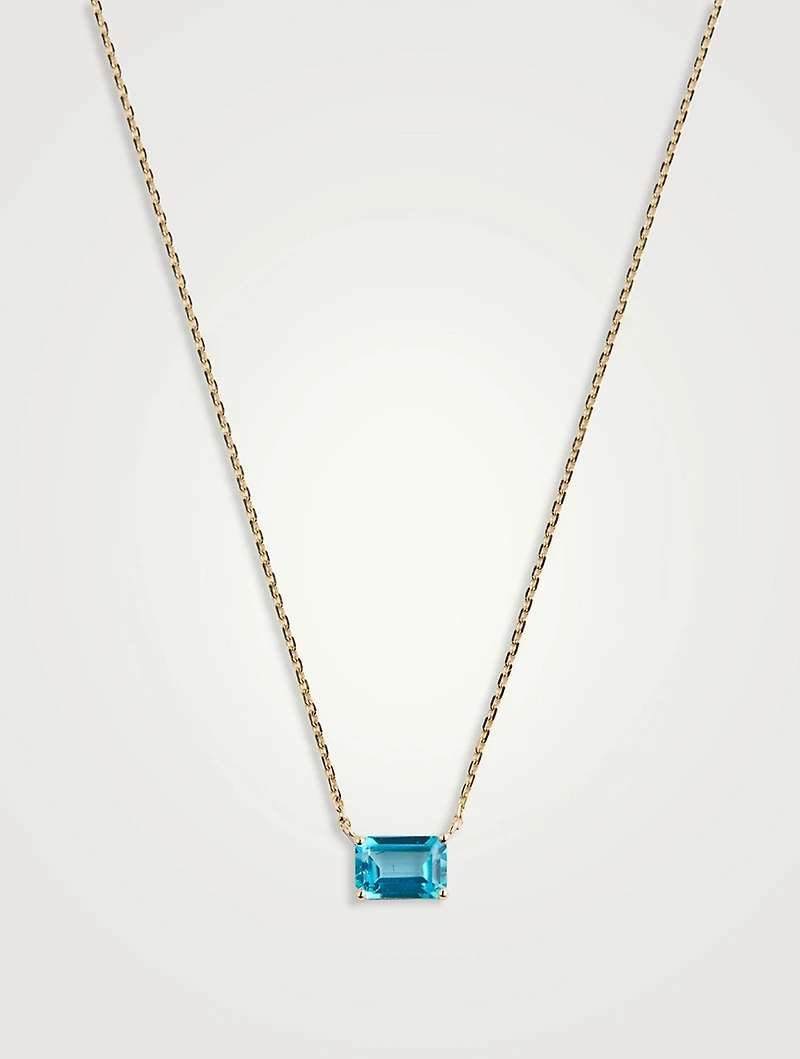 Gold Emerald-Cut Paraiba Topaz Necklace