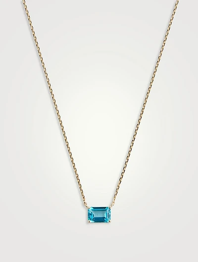 Gold Emerald-Cut Paraiba Topaz Necklace