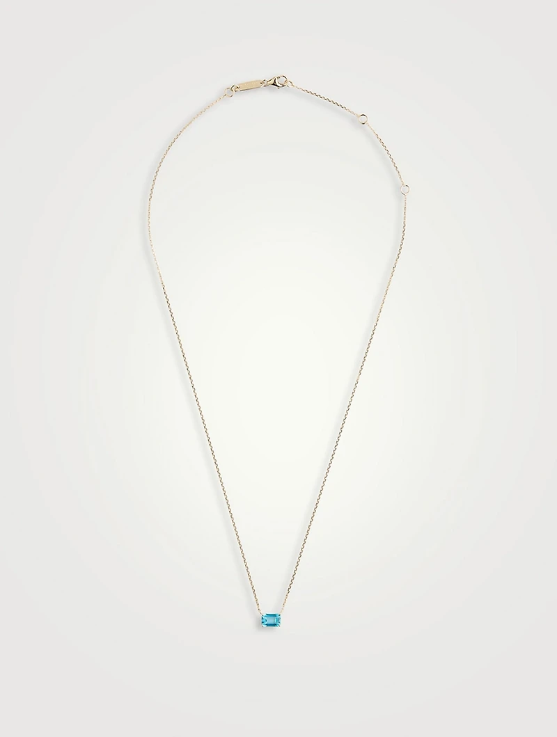 Gold Emerald-Cut Paraiba Topaz Necklace