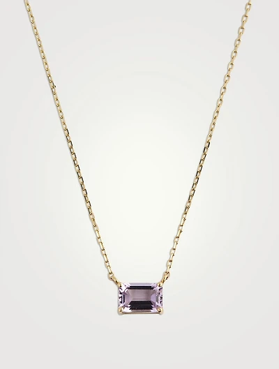 Gold Emerald-Cut Rose De France Necklace