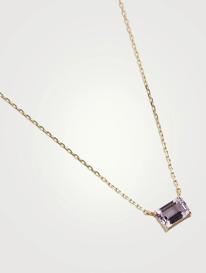 Gold Emerald-Cut Rose De France Necklace