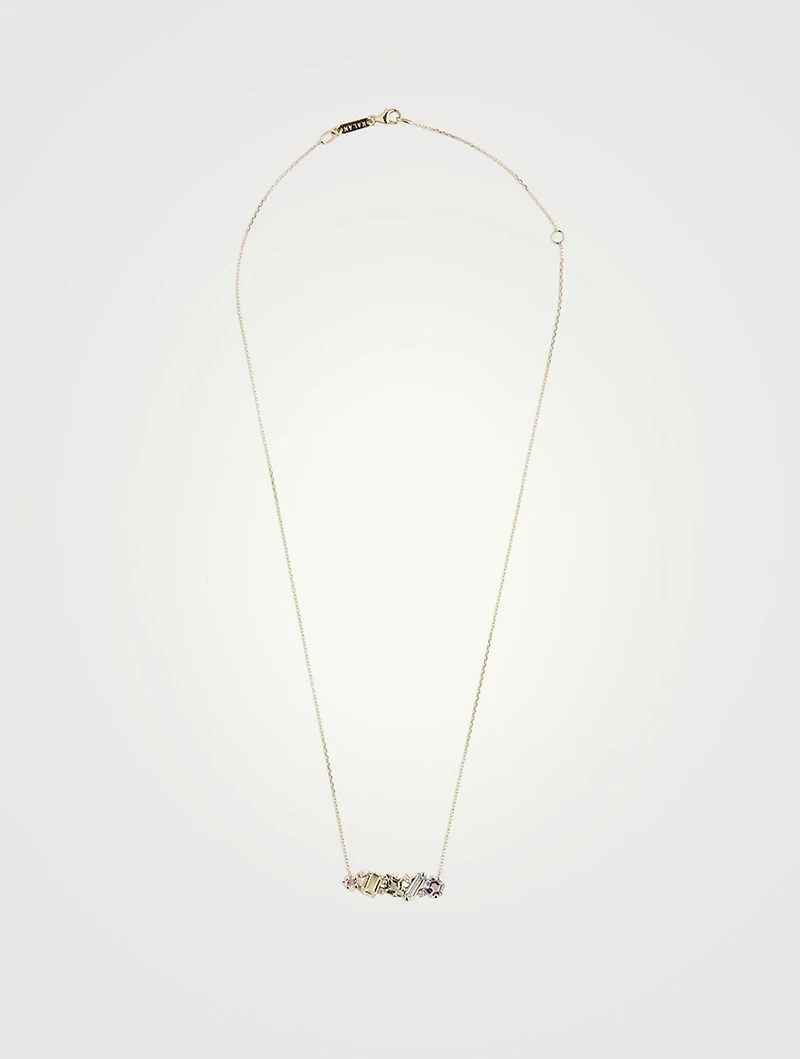 Gold Zigzag Bar Necklace With Diamonds