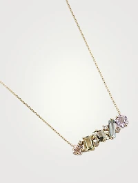 Gold Zigzag Bar Necklace With Diamonds