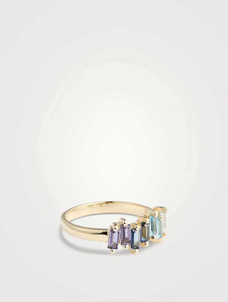 Amalfi 14K Gold Blue Ombre Half Band Ring