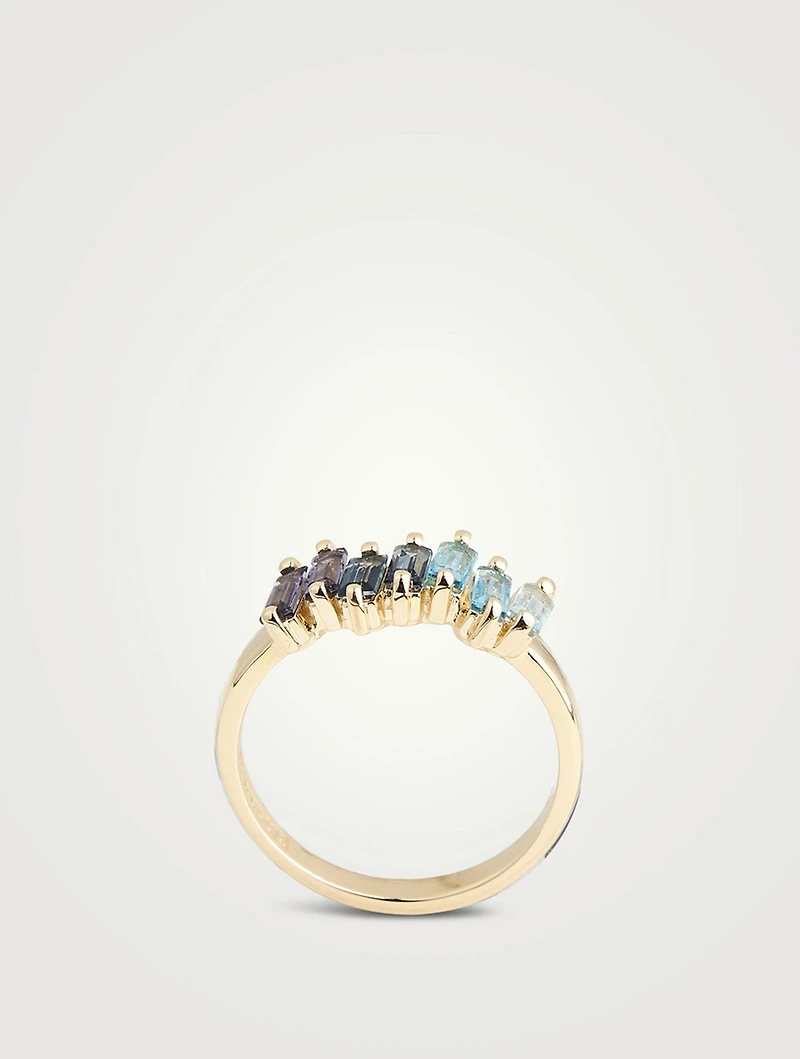 Amalfi 14K Gold Blue Ombre Half Band Ring