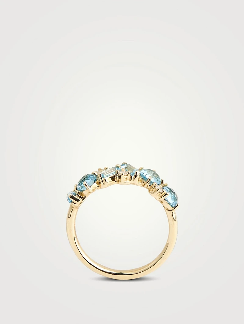 Amalfi 14K Gold Blend White Topaz Half Band With Diamonds