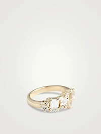Nadima 14K Gold White Topaz Glimmer Ring With Diamonds