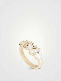 Nadima 14K Gold White Topaz Glimmer Ring With Diamonds