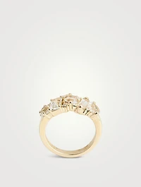 Nadima 14K Gold White Topaz Glimmer Ring With Diamonds