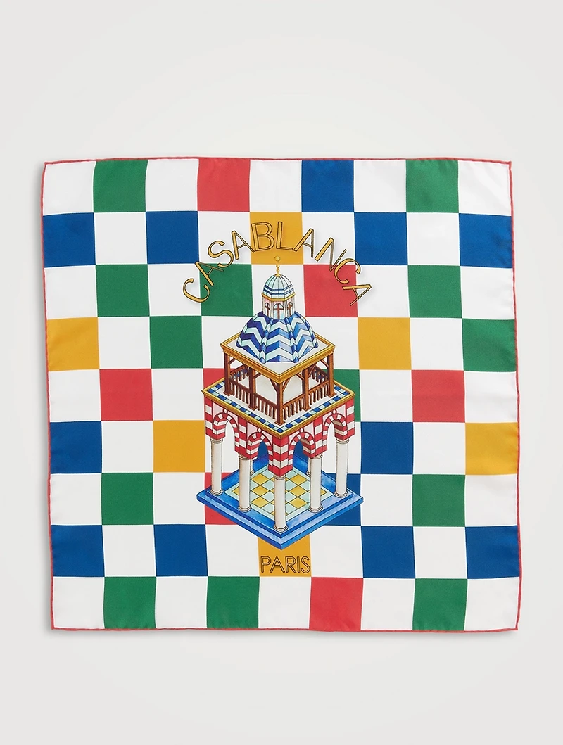 Casablanca Primary Check Silk Scarf