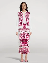 Charmeuse Pencil Skirt Majolica Print
