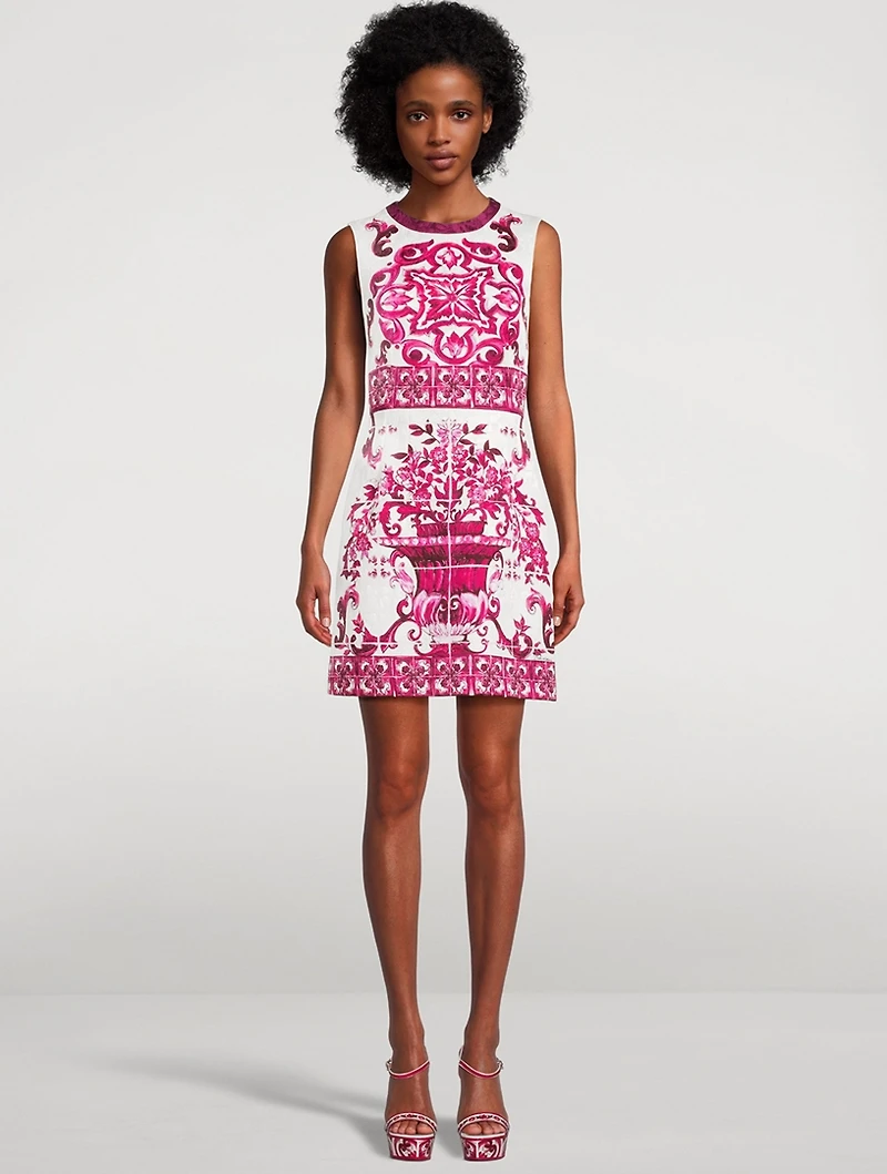 Brocade Mini Dress Majolica Print