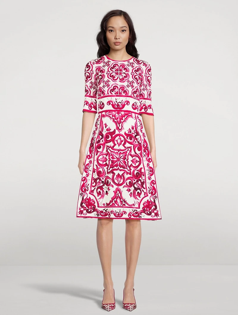 Charmeuse Midi Dress Majolica Print