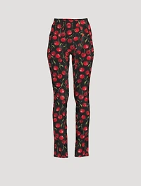 Nylon Stretch Pants Cherry Print