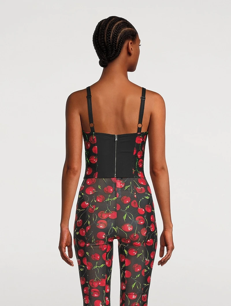Nylon Stretch Pants Cherry Print