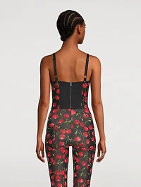 Nylon Stretch Pants Cherry Print