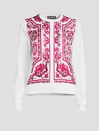 Silk And Twill Cardigan Majolica Print