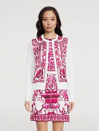 Silk And Twill Cardigan Majolica Print