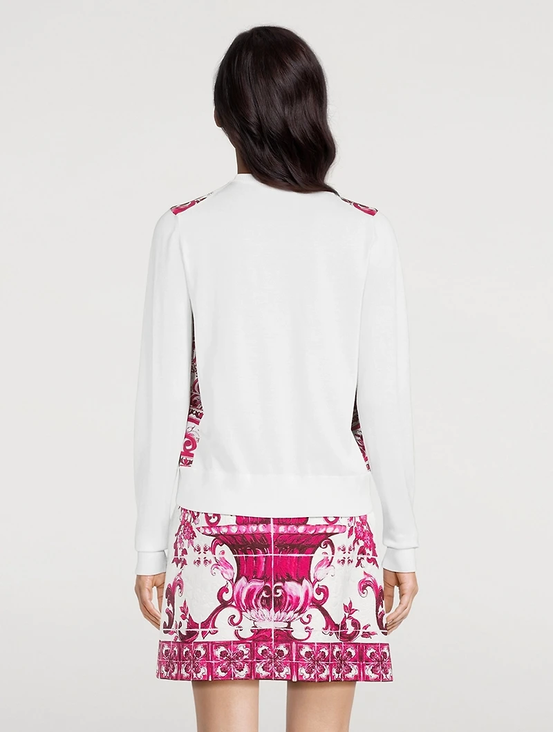 Silk And Twill Cardigan Majolica Print