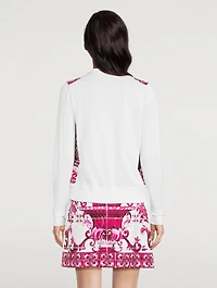 Silk And Twill Cardigan Majolica Print