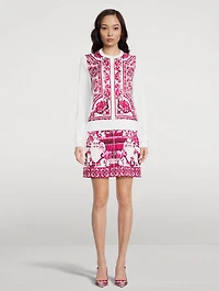 Silk And Twill Cardigan Majolica Print