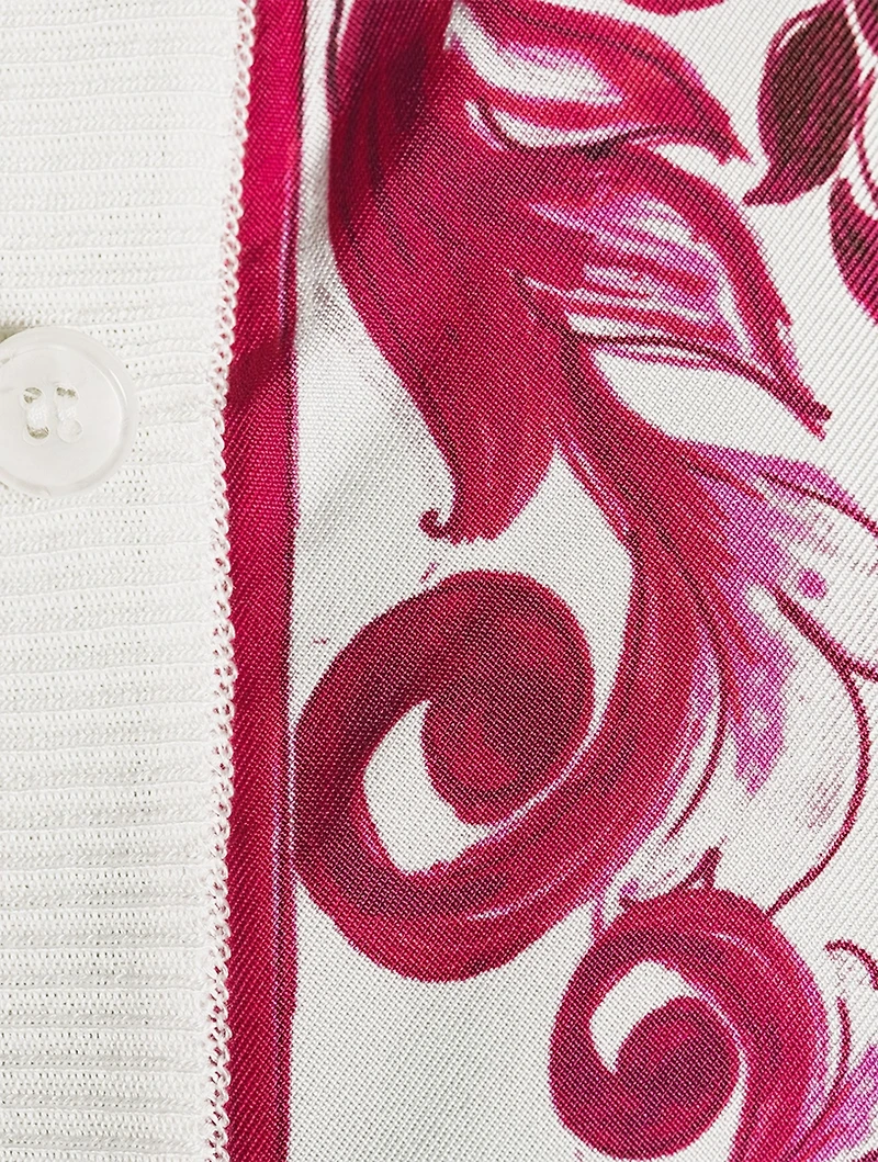 Silk And Twill Cardigan Majolica Print