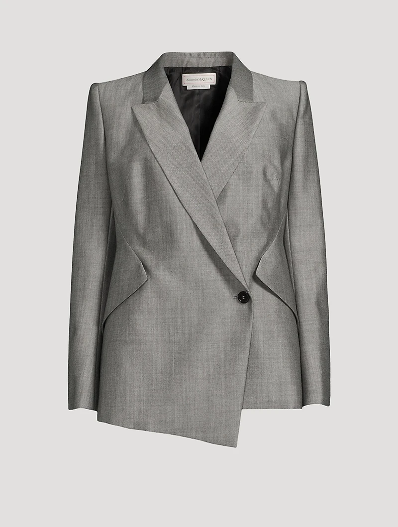 Drop Hem Wool Mohair Blazer