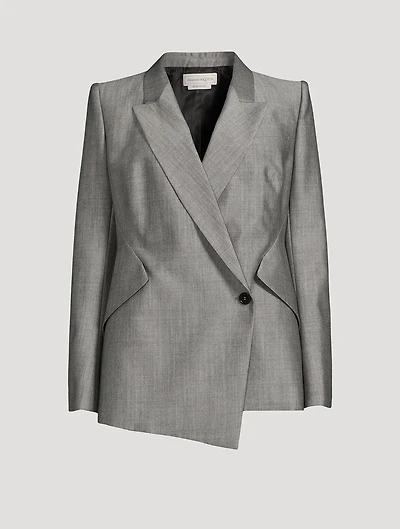 Drop Hem Wool Mohair Blazer