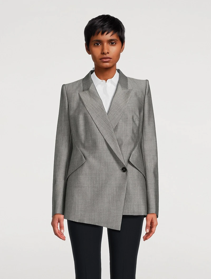 Drop Hem Wool Mohair Blazer