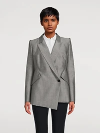 Drop Hem Wool Mohair Blazer