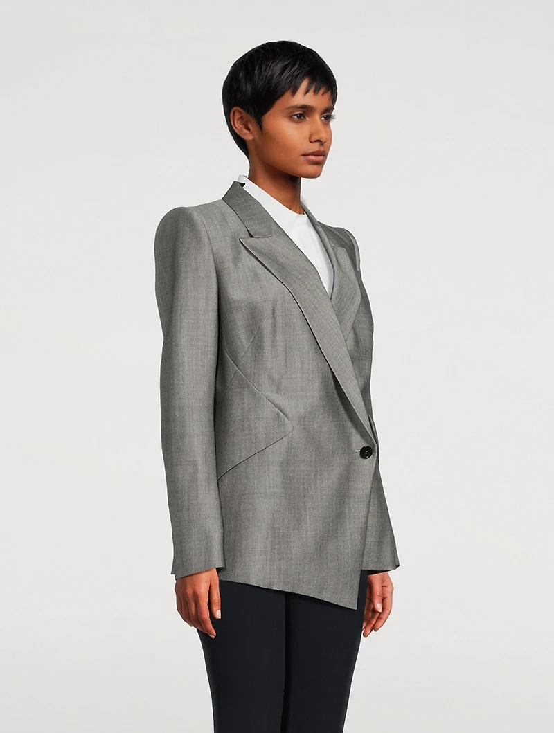 Drop Hem Wool Mohair Blazer
