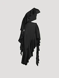 Asymmetric Ruffled Silk Dress
