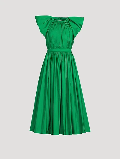 Pleated Polyfaille Midi Dress
