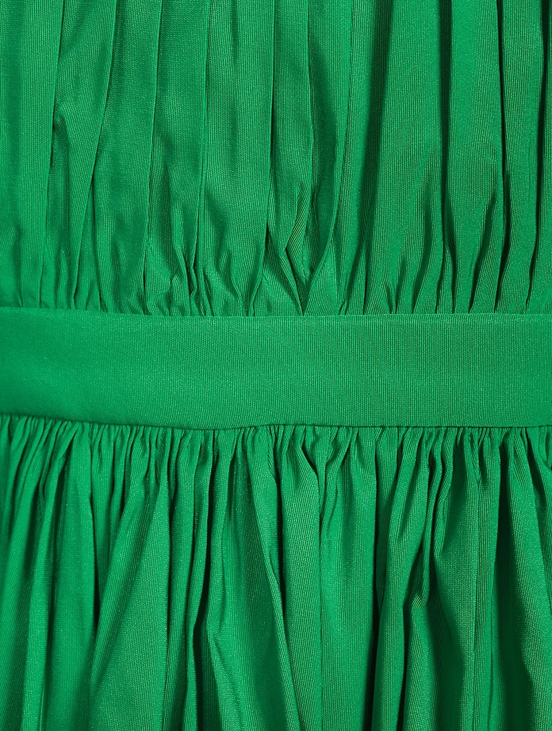 Pleated Polyfaille Midi Dress
