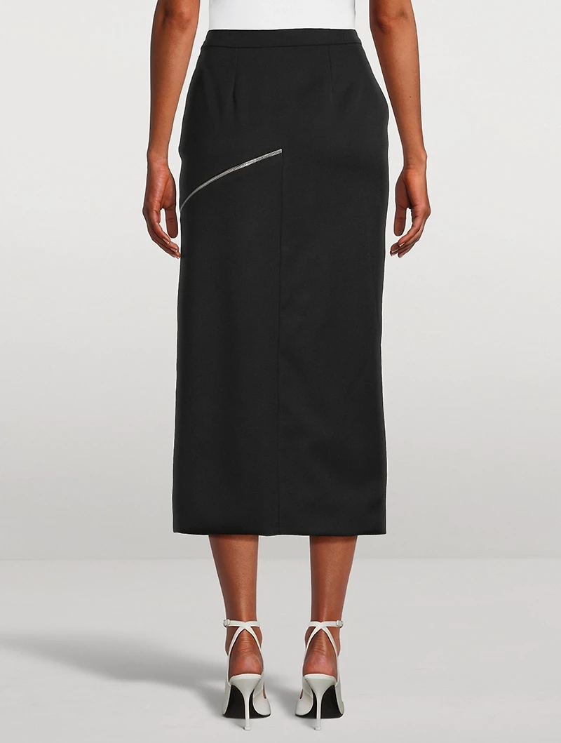 Slashed Wool Pencil Skirt