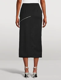 Slashed Wool Pencil Skirt