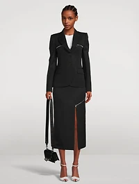 Slashed Wool Pencil Skirt