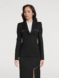 Zippered-Trimmed Wool Blazer