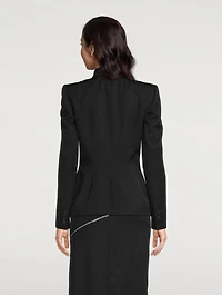 Zippered-Trimmed Wool Blazer