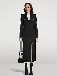 Zippered-Trimmed Wool Blazer