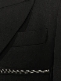 Zippered-Trimmed Wool Blazer