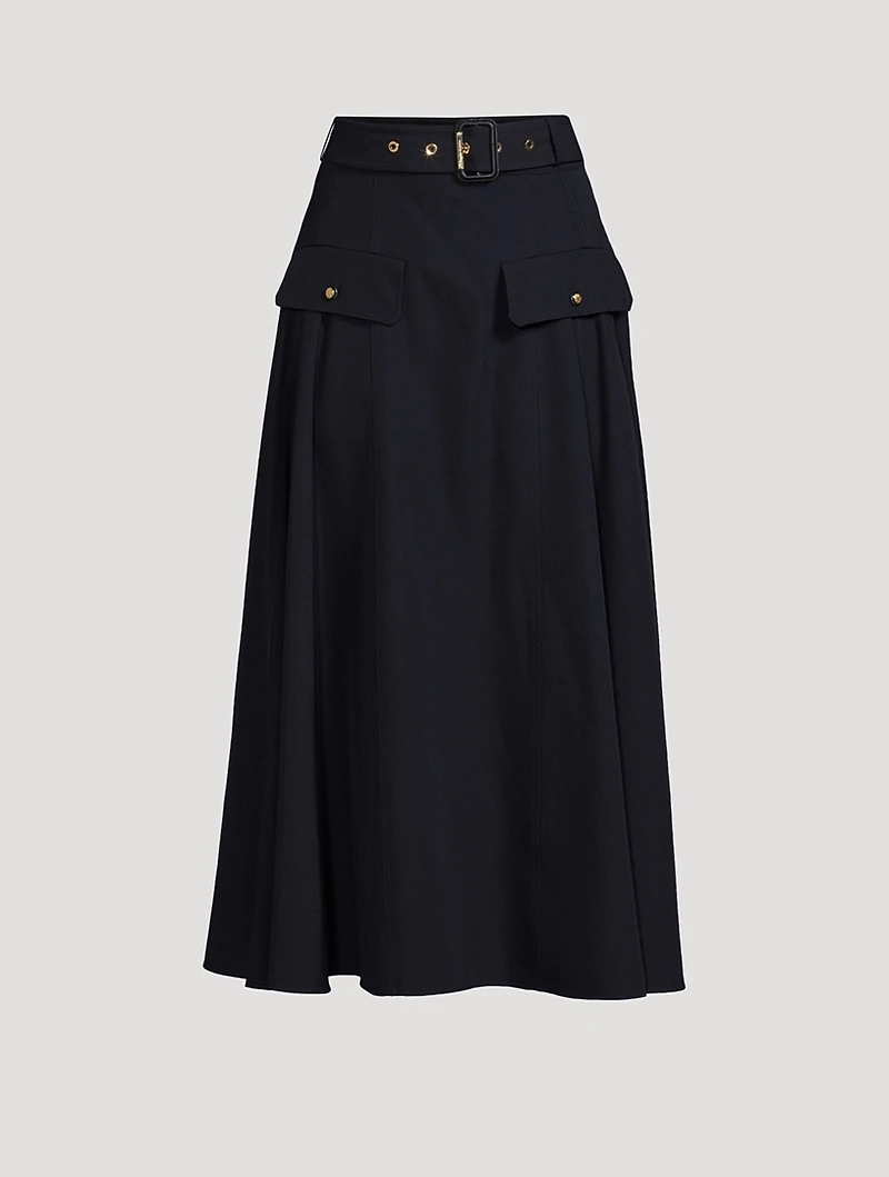 Belted Military Midi Skirt