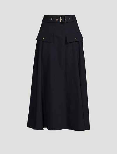 Belted Military Midi Skirt