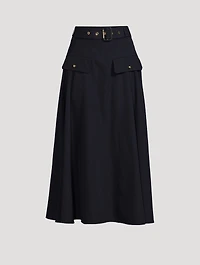 Belted Military Midi Skirt