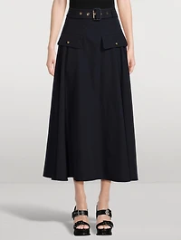 Belted Military Midi Skirt