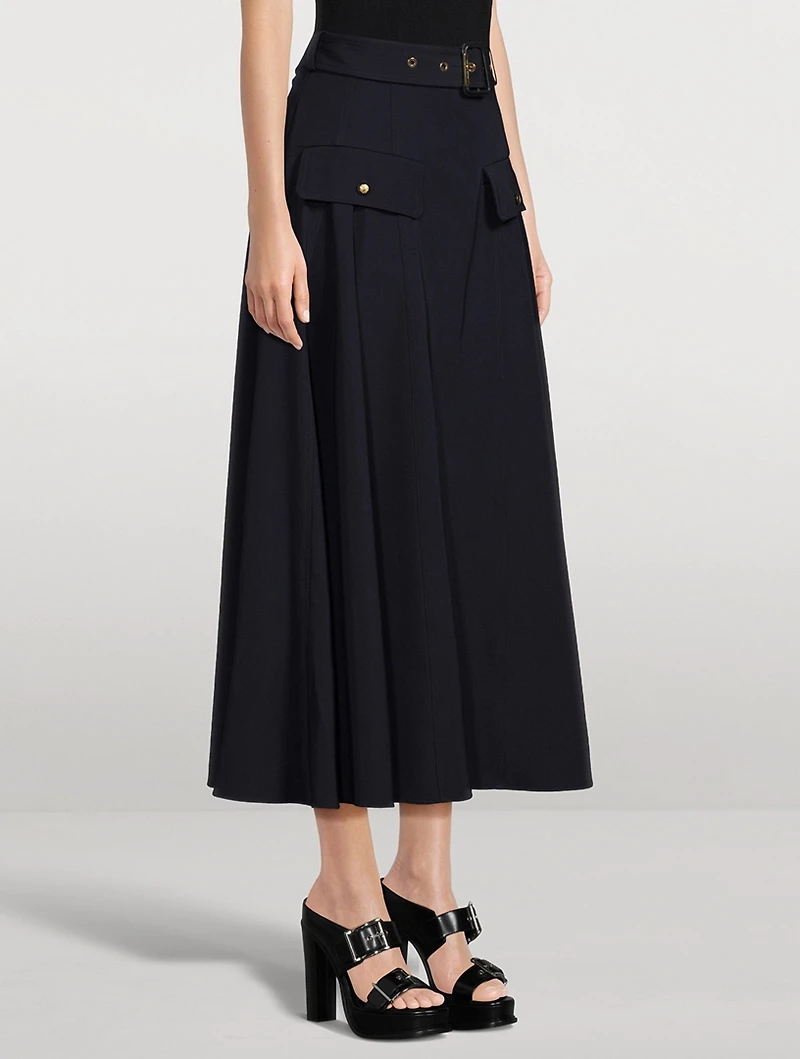 Belted Military Midi Skirt