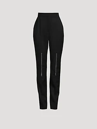 Zipper-Trimmed Wool Cigarette Trousers